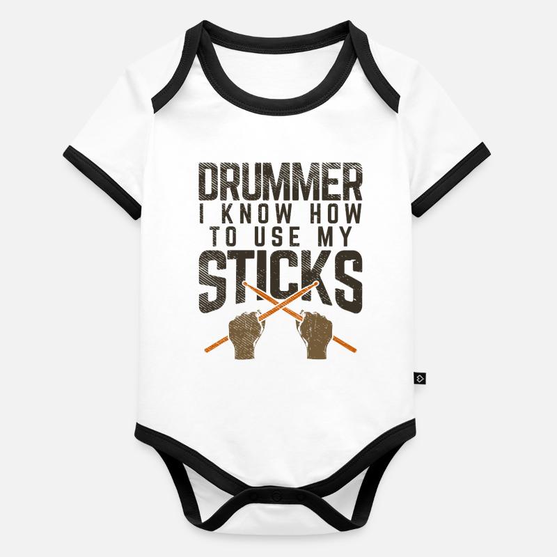 Batteur : je sais comment utiliser mes baguettes graphique Body Bébé bio contrasté manches courtes