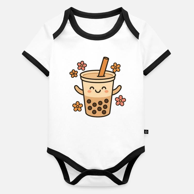 Coupe Kawaii Body Bébé bio contrasté manches courtes