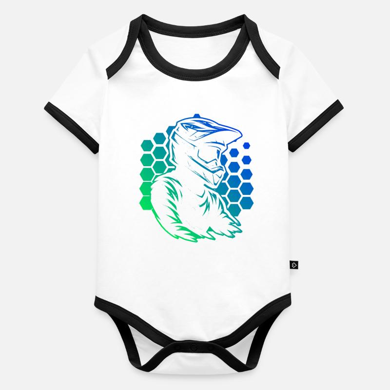 Attention fans de motocross, déclaration simple Body Bébé bio contrasté manches courtes