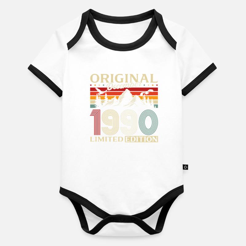 35e anniversaire Original Décembre Né en 1990 Body Bébé bio contrasté manches courtes