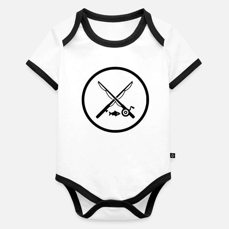 Crossed Fishing Rods Logo Icon Vector Organic Baby Contrasting Bodysuit