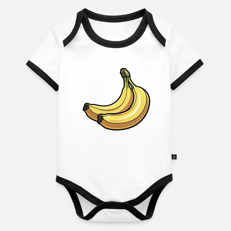 Glowing Bananas Cartoon Organic Baby Contrasting Bodysuit