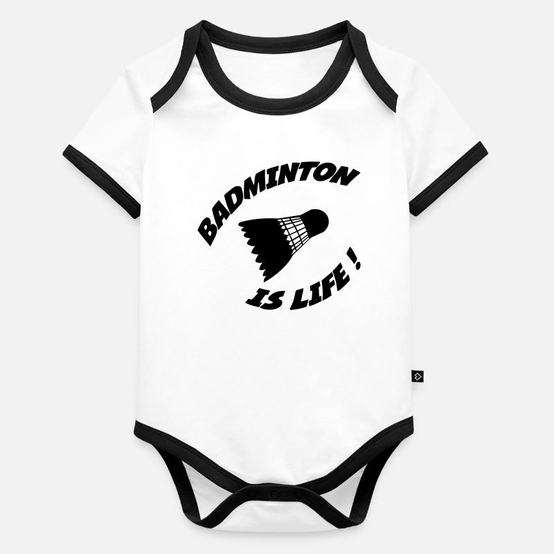 Le badminton c'est la vie ! Body Bébé bio contrasté manches courtes