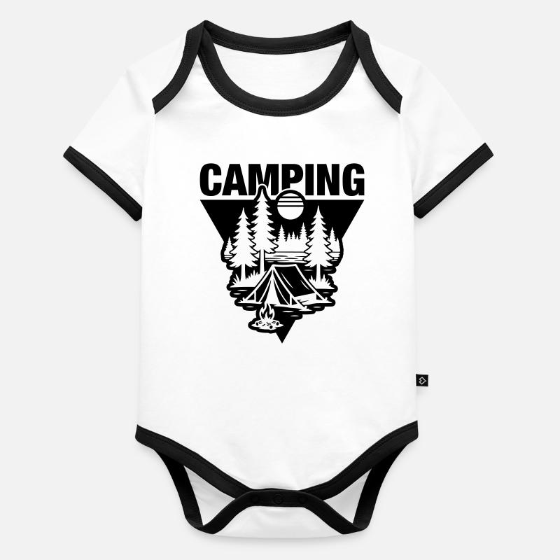 Camping sous tente Symbole de la nature Body Bébé bio contrasté manches courtes