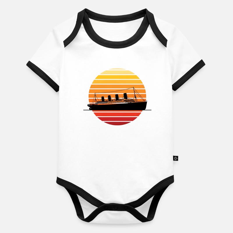 Vintage Ocean Liner at Sunset Titanic Organic Baby Contrasting Bodysuit