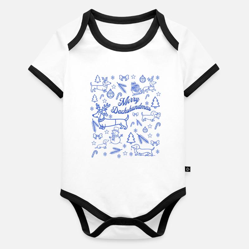 Patron de Noël Teckel Body Bébé bio contrasté manches courtes