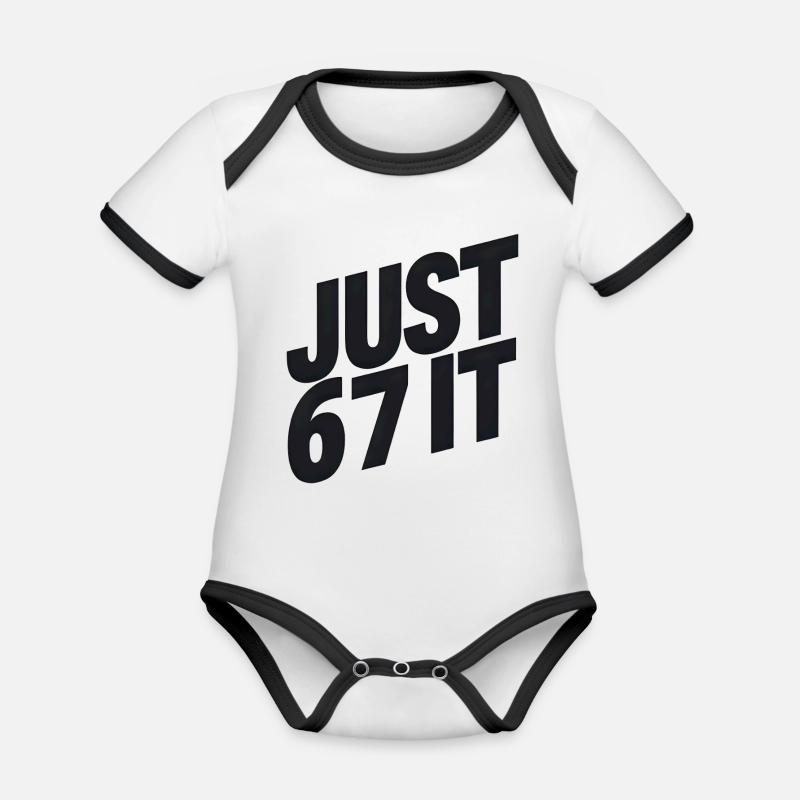 Just 6 7 It – Statement Typographique - Body Bébé bio contrasté manches courtes - blanc/noir