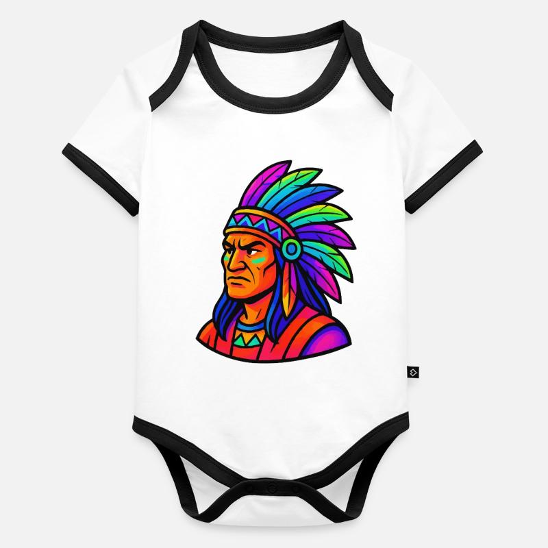 Chief Indian Comic Organic Baby Contrasting Bodysuit