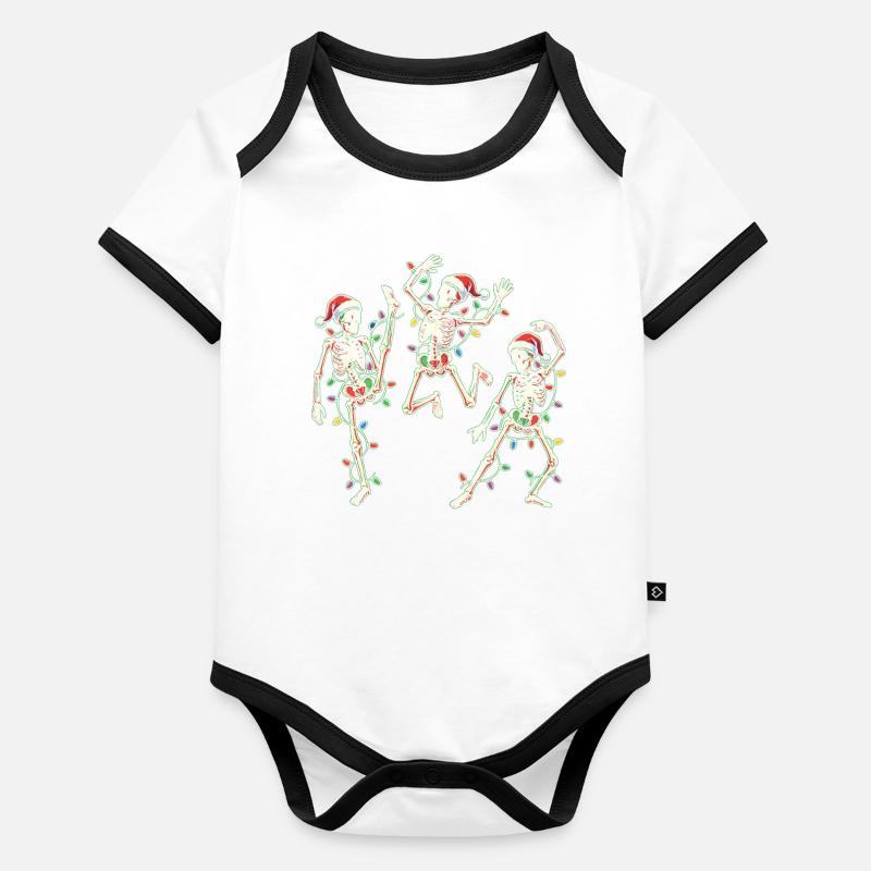 Dancing Christmas skeletons Organic Baby Contrasting Bodysuit