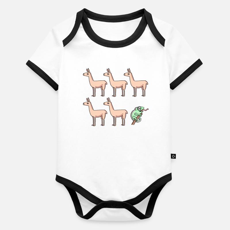 Caméléon Llama Body Bébé bio contrasté manches courtes