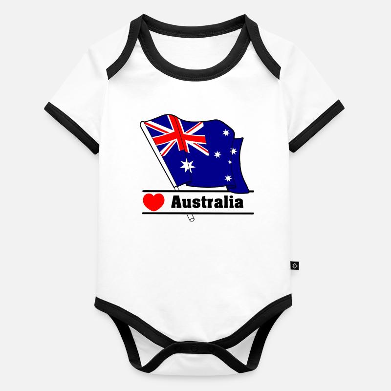 Australia Heartbeat Flag Organic Baby Contrasting Bodysuit