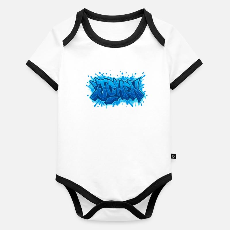 Graffiti  JOHEN Prénom cadeau idéal imprimable  Body Bébé bio contrasté manches courtes