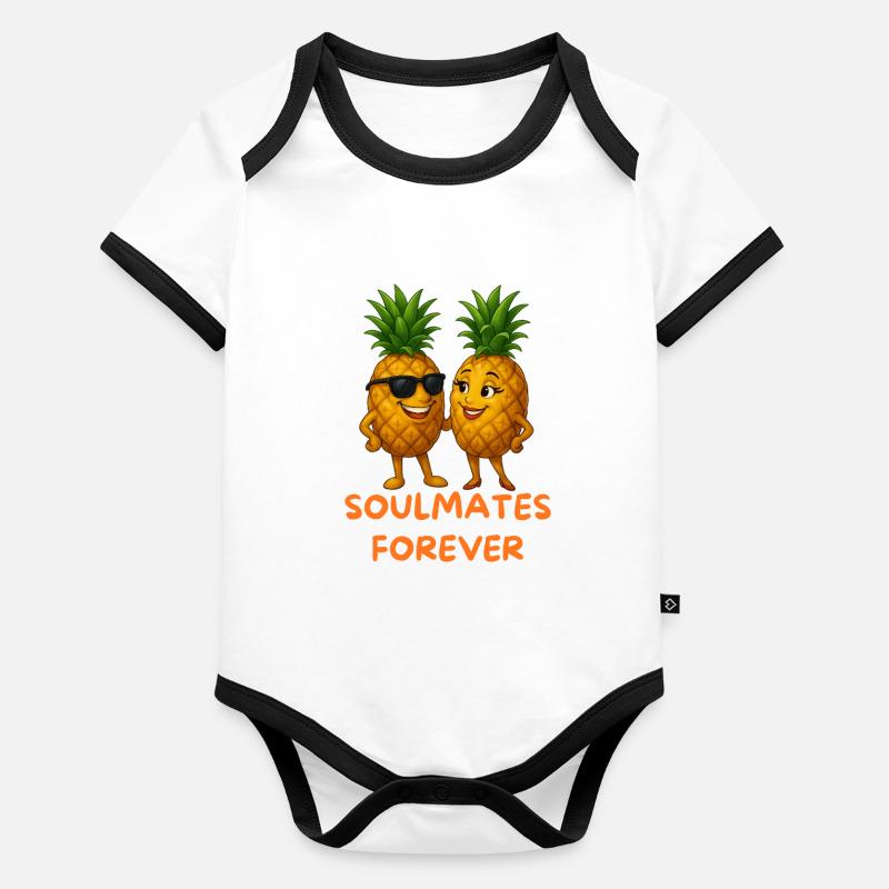 Ananas d’âmes sœurs pour toujours Body Bébé bio contrasté manches courtes