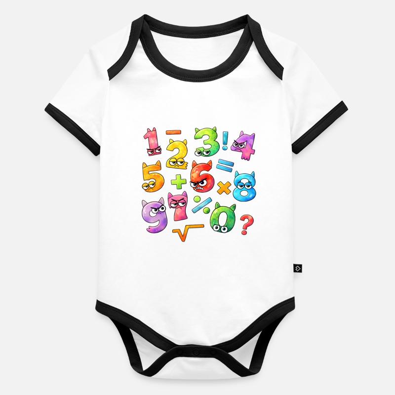 Bunte, wütende Zahlen Baby Bio-Kurzarm-Kontrastbody
