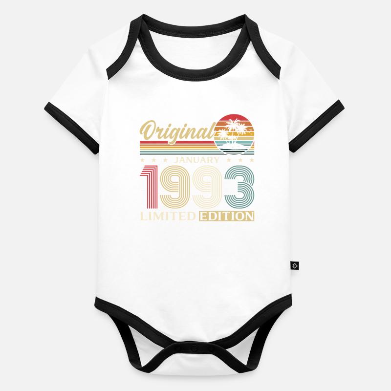 33e anniversaire Original janvier 1993 Body Bébé bio contrasté manches courtes