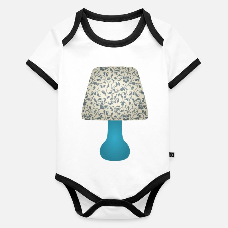 Blue Floral Scroll Lamp Shade Organic Baby Contrasting Bodysuit