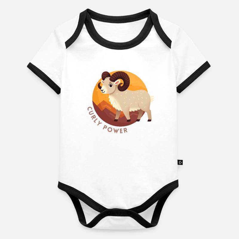 Pouvoir bouclé du Bélier Body Bébé bio contrasté manches courtes