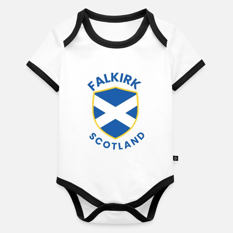 Conception du bouclier écossais de Falkirk Body Bébé bio contrasté manches courtes