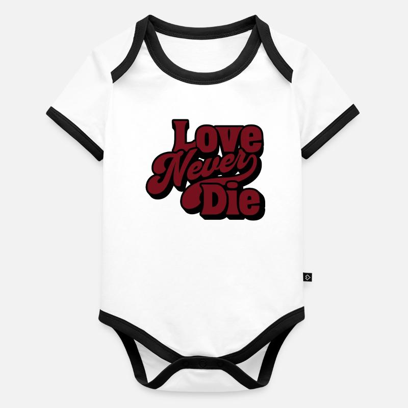 Love Never Die – Vintage Script Statement Baby Bio-Kurzarm-Kontrastbody
