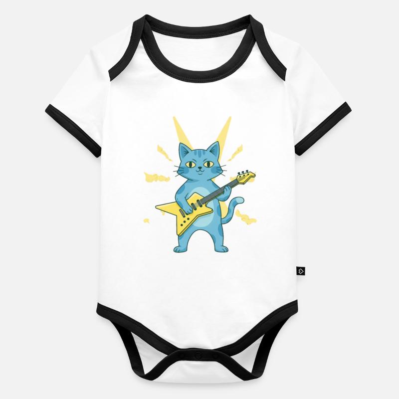 Guitariste Blue Cat Body Bébé bio contrasté manches courtes