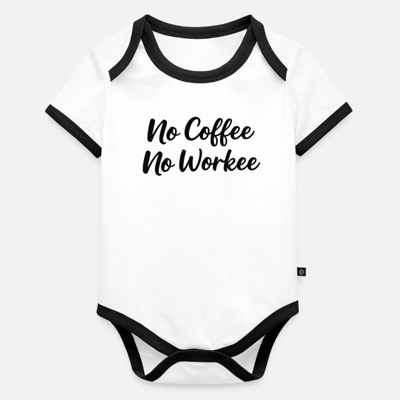 pas de café pas de workee Body Bébé bio contrasté manches courtes