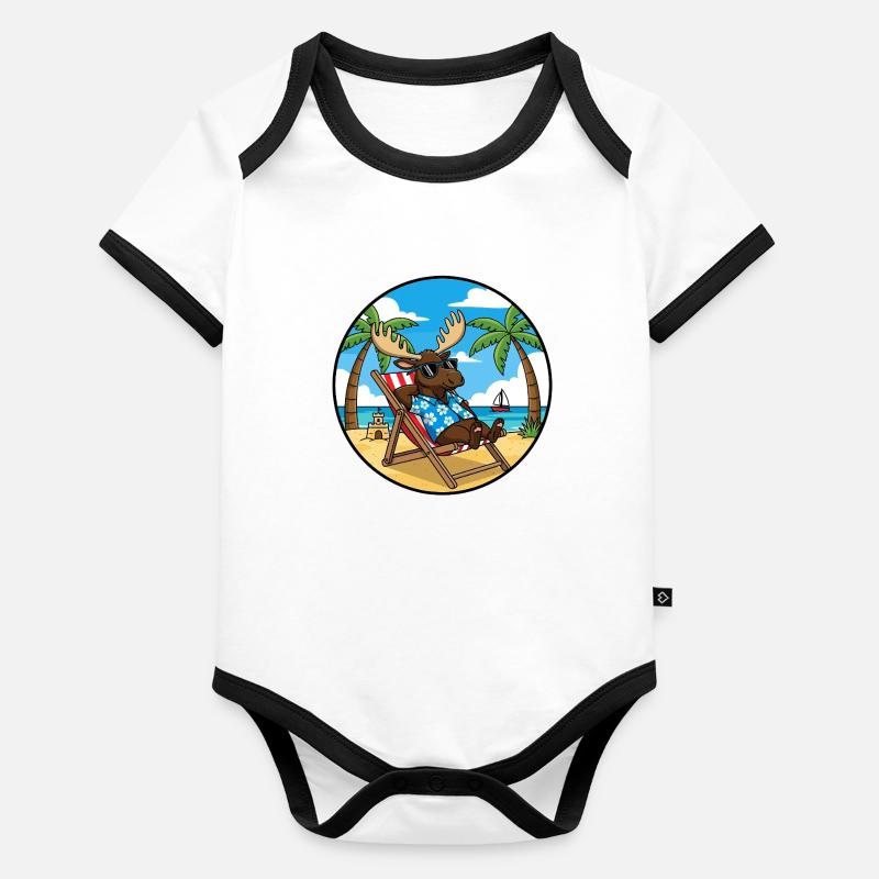 Coole Moose Beach Vacation Summer Vibes Baby Bio-Kurzarm-Kontrastbody