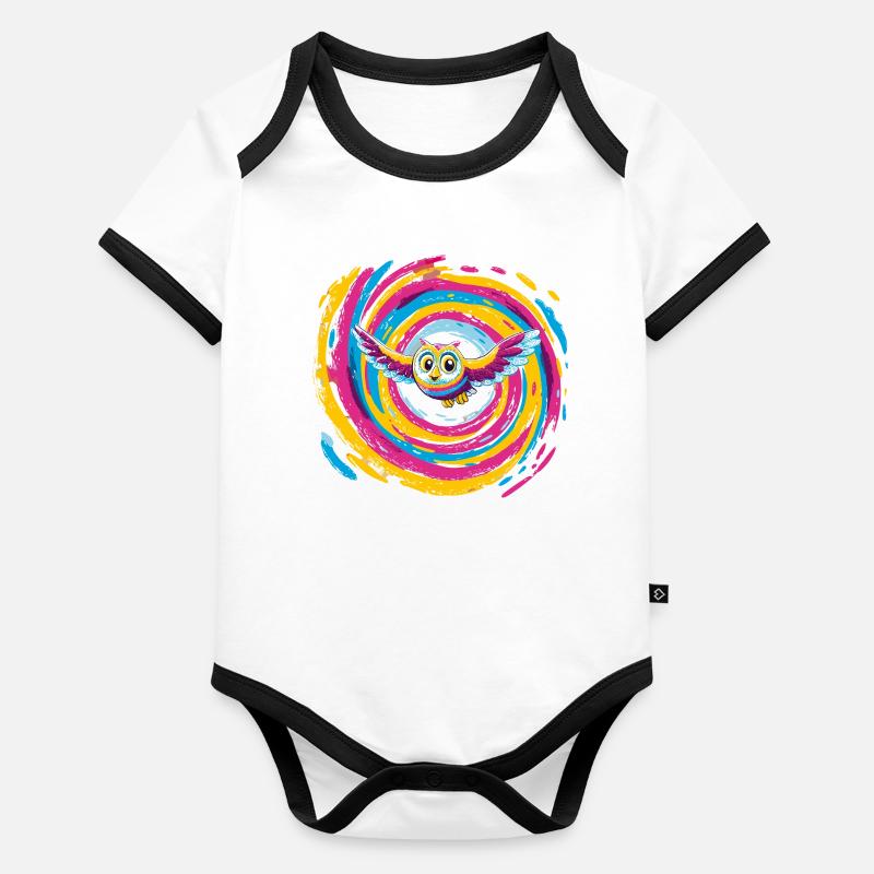 Spirale de la chouette colorée Body Bébé bio contrasté manches courtes