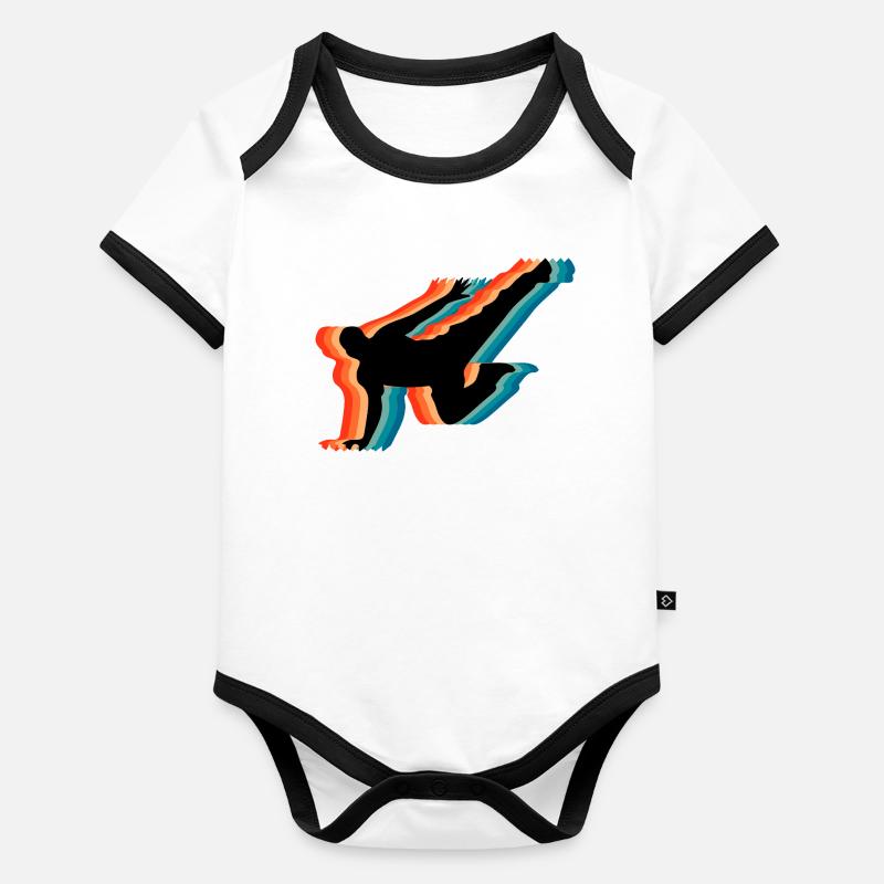 Retro Parkour Free Running Silhouette Retro Art Organic Baby Contrasting Bodysuit