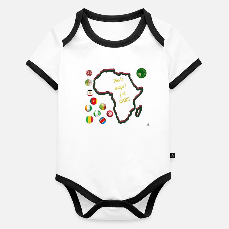 Afrique et Foot: Pas le Temps Body Bébé bio contrasté manches courtes