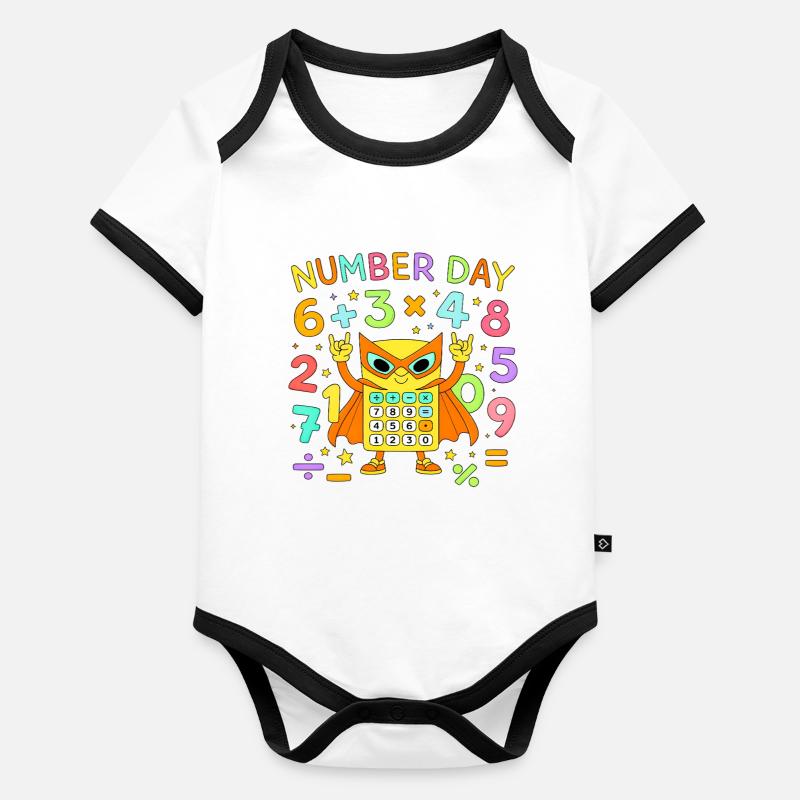 Number Day Calculatrice de Chat Héros Body Bébé bio contrasté manches courtes