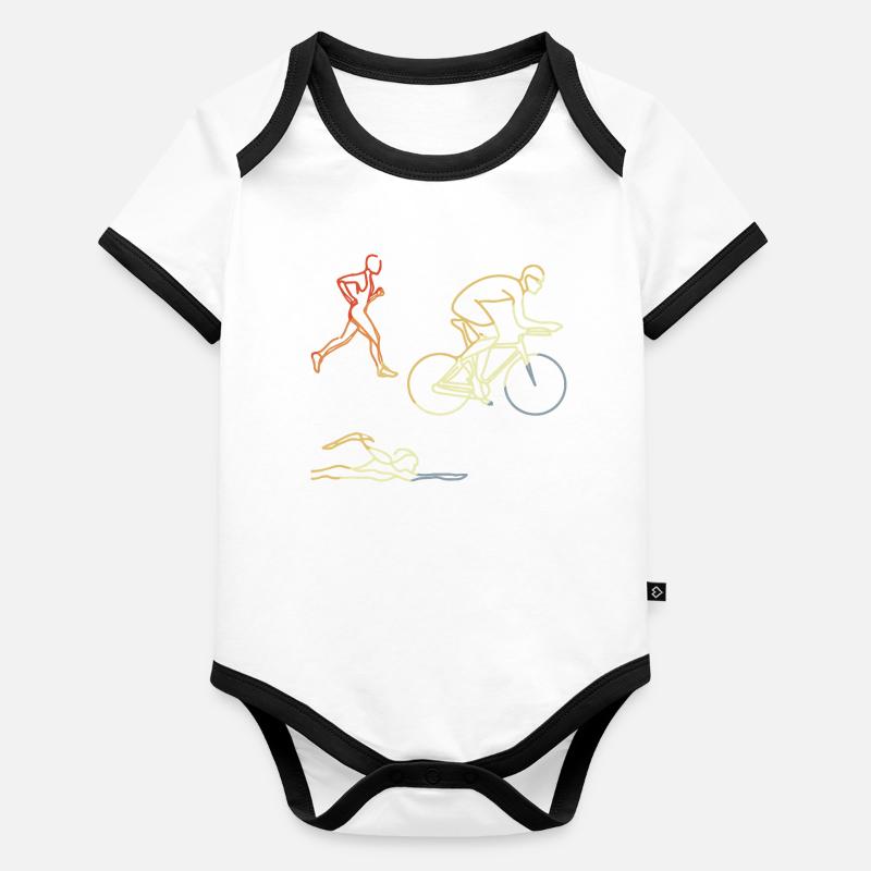 Natation vintage Cyclisme Body Bébé bio contrasté manches courtes