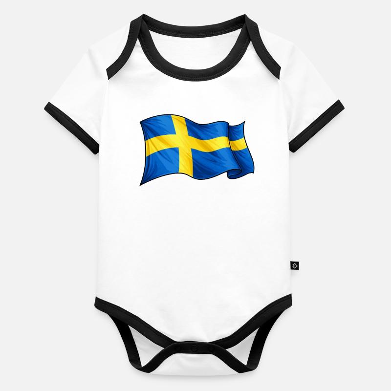 Drapeau de la Suède Body Bébé bio contrasté manches courtes