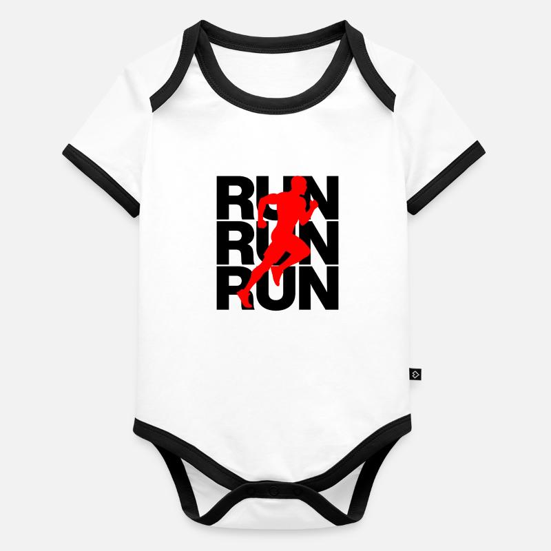 JOGGING MAN, RUN POWER! PASSION FOR RUNNING, RUNNING Organic Baby Contrasting Bodysuit