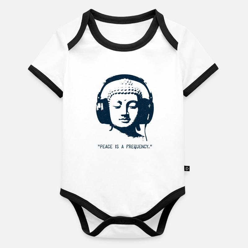 Bouddha - La paix est une fréquence Body Bébé bio contrasté manches courtes