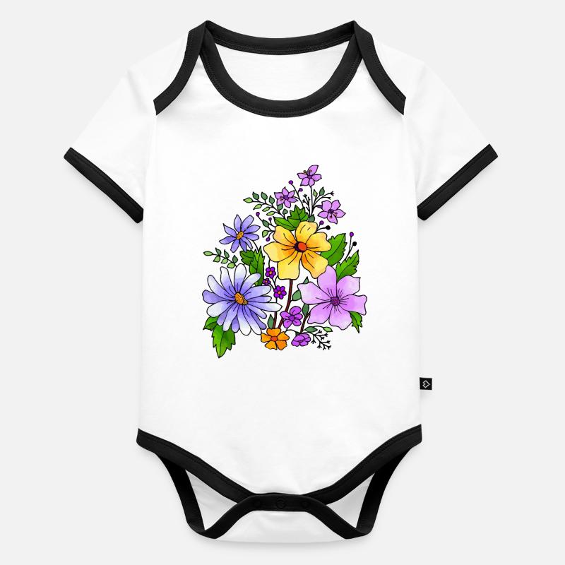 Blumen Baby Bio-Kurzarm-Kontrastbody