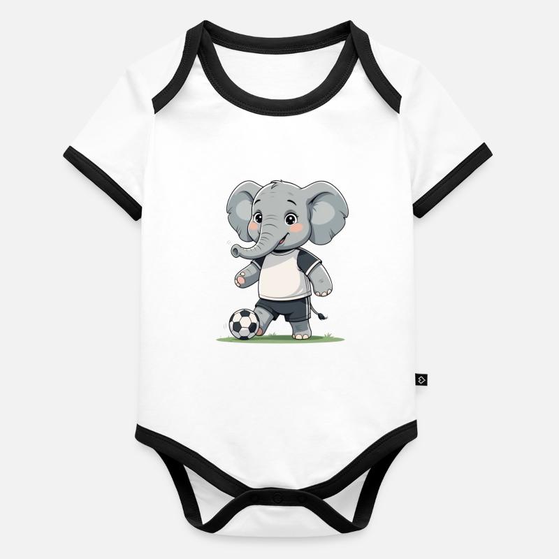 Elefant Fußballkicker Baby Bio-Kurzarm-Kontrastbody