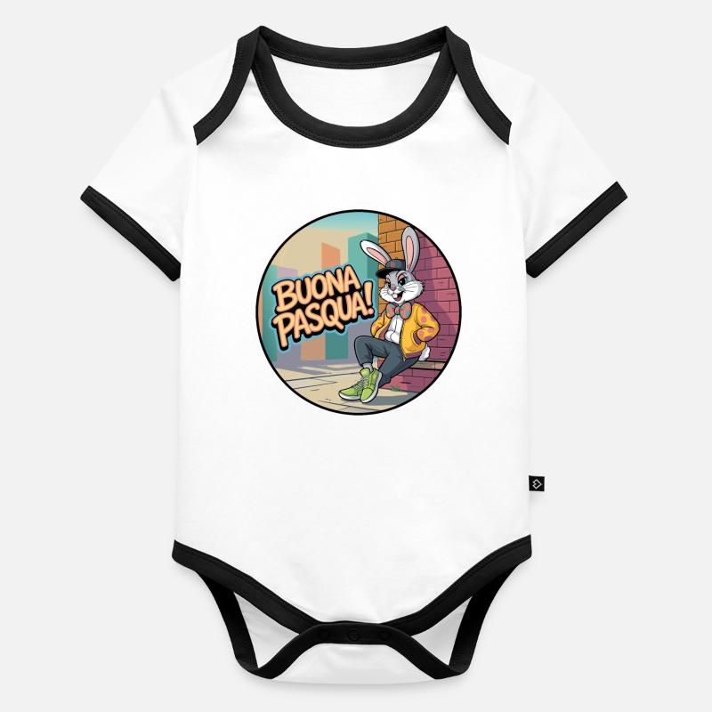 Urban Rabbit Happy Easter! Organic Baby Contrasting Bodysuit