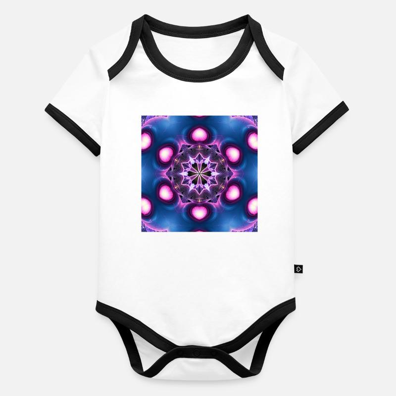 Kaléidoscope du mandala néon Body Bébé bio contrasté manches courtes