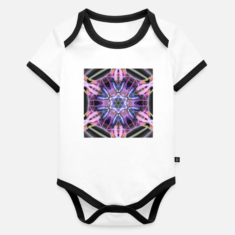 Motif Mandala Néon Psychédélique Body Bébé bio contrasté manches courtes