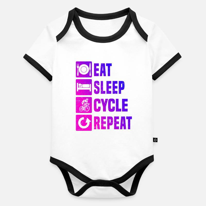 Motif classique du vélo de route Body Bébé bio contrasté manches courtes