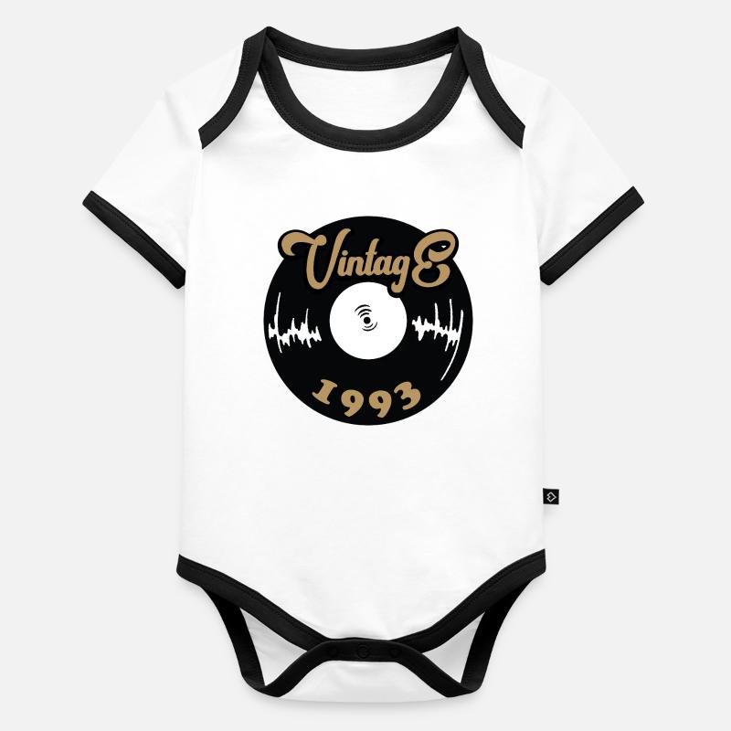 Design vinyle vintage 1993 Body Bébé bio contrasté manches courtes