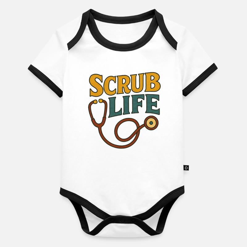 Scrub Life Stéthoscope médical Body Bébé bio contrasté manches courtes
