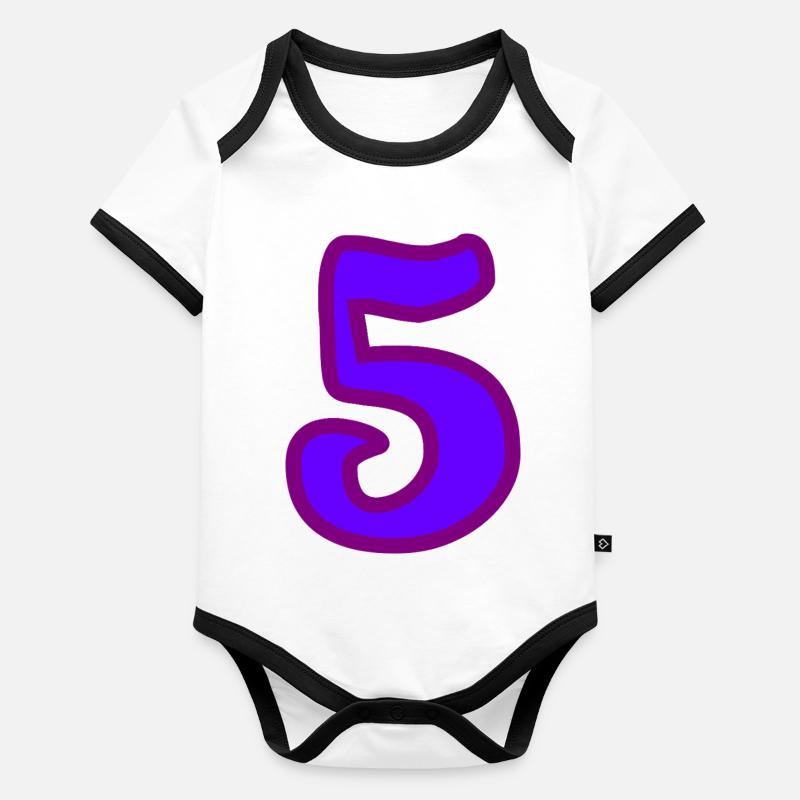 5. ANNIVERSAIRE. 5 ANS. 5e ANNIVERSAIRE.  Body Bébé bio contrasté manches courtes