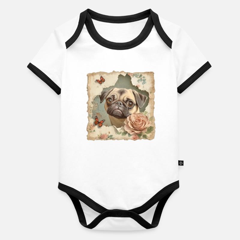 Vintage de carlin Body Bébé bio contrasté manches courtes
