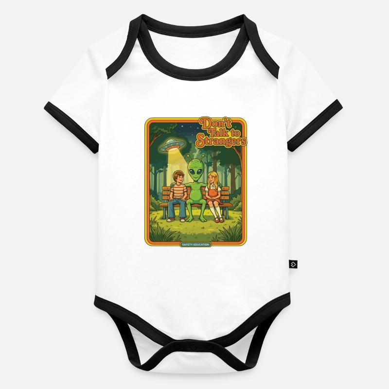 Ne parlez pas aux inconnus – design rétro extraterrestre Body Bébé bio contrasté manches courtes