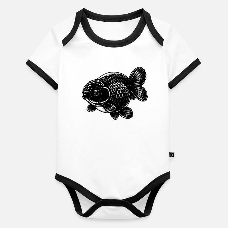 High Quality Black Ranchu Goldfish Organic Baby Contrasting Bodysuit