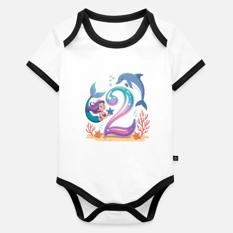 Sirène 2e anniversaire 2 ans Body Bébé bio contrasté manches courtes
