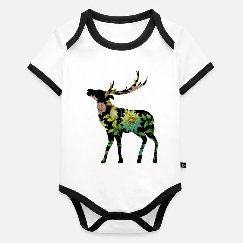 Cerf Body Bébé bio contrasté manches courtes