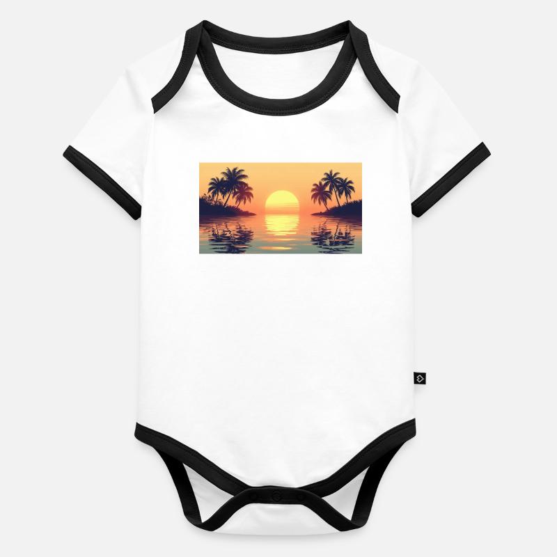 Sunset on tropical island Organic Baby Contrasting Bodysuit