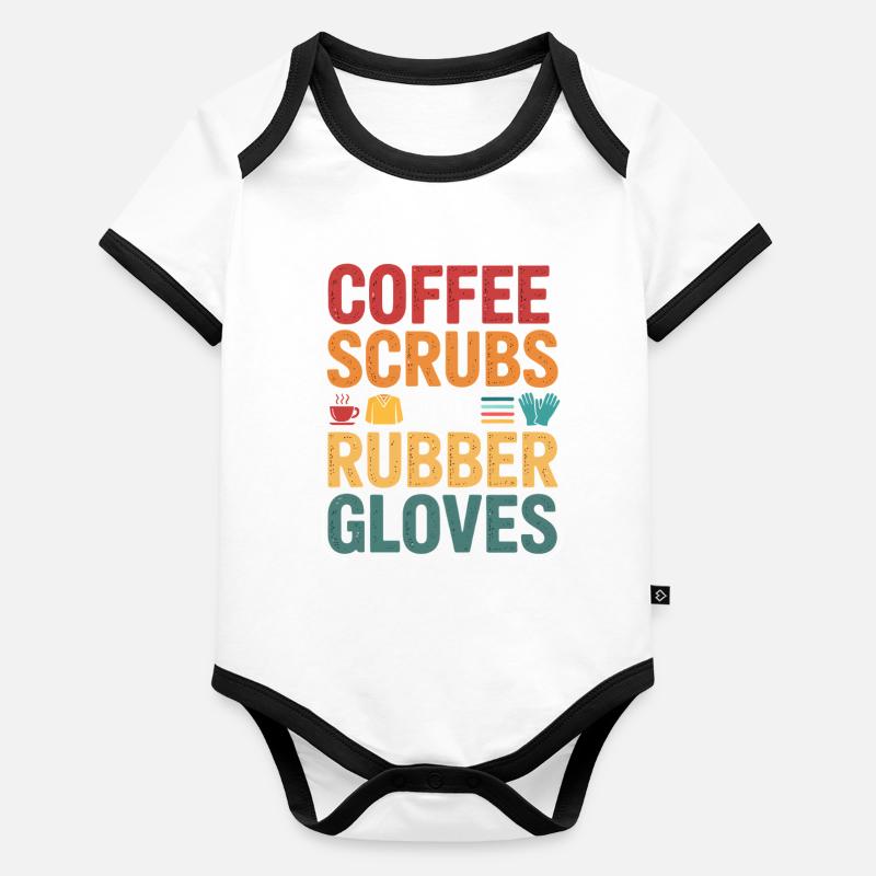 Kaffee Scrubs und Gummi Handschuhe Baby Bio-Kurzarm-Kontrastbody